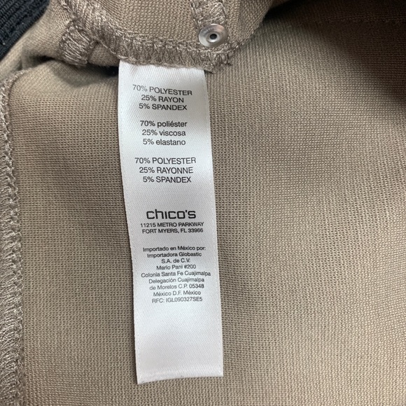 Chico’s 2 zip front stretch pants in khaki tan EUC - Picture 7 of 8